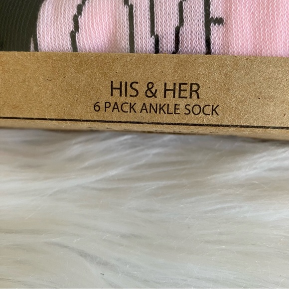 Rae Dunn HIS HERS 6 Pack Matching Ankle Socks - Picture 4 of 5